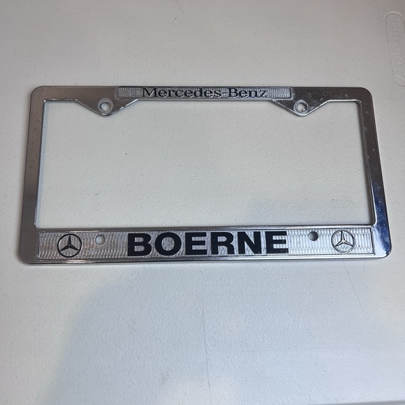 Vintage Mercedes Benz Boerne, Texas License Plate Frame Metal Original Dealer - Picture 1 of 5